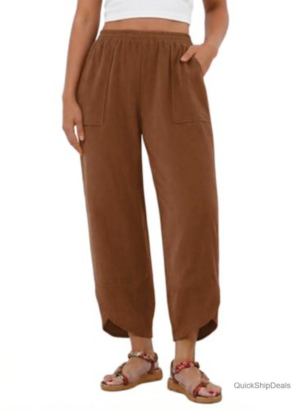 Wide Leg Palazzo Harem Pants Elastic Waist Rayon Casual Beach Trousers